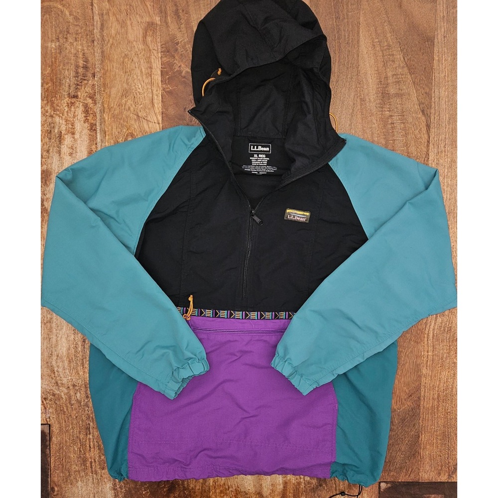 L.L. Bean Mountain Classic Anorak Jacket Womenx XL Multi Colorbock 90's Retro